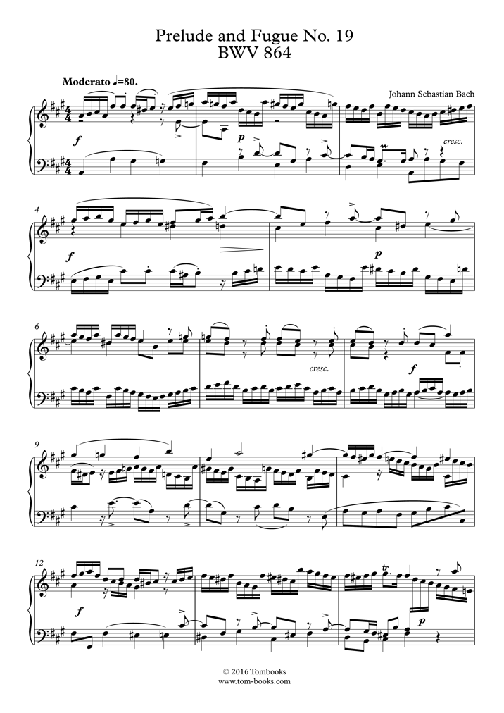 Free sheet music Bach Johann Sebastian BWV 536 Prélude et fugue