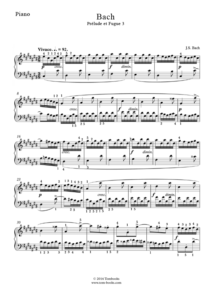 ピアノ 楽譜 プレリュードとフーガ第3番 嬰ハ長調 Bwv 848 平均律クラヴィーア曲集第1巻 より バッハ