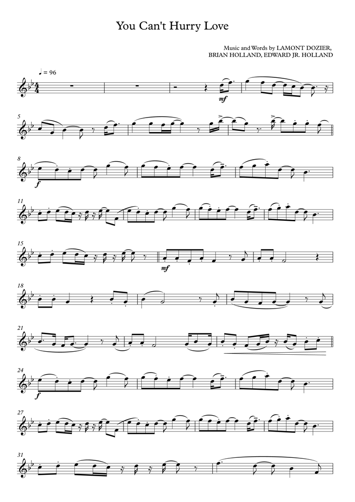 Flute Sheet Music You Can T Hurry Love The Supremes