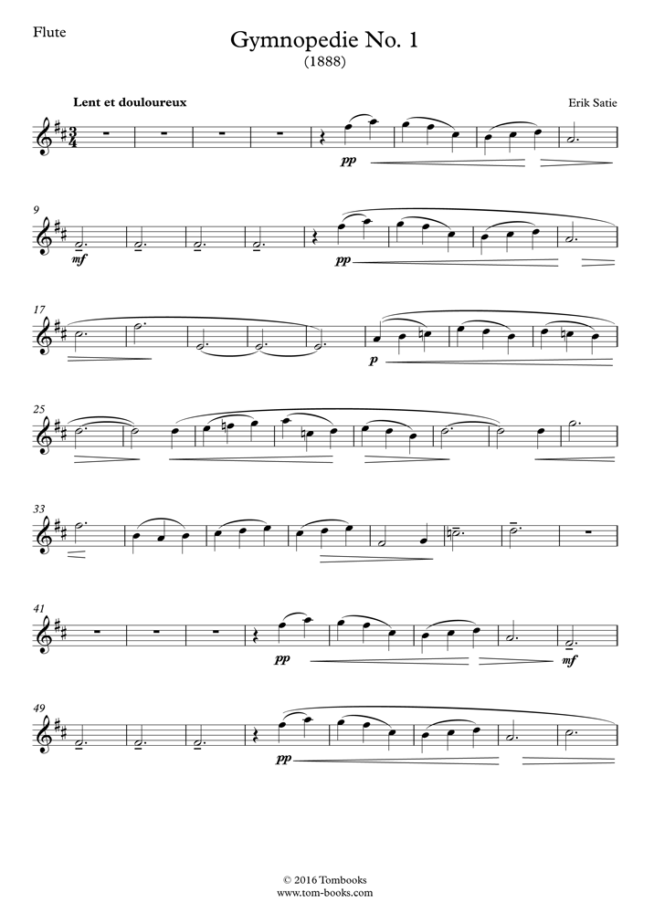 Gymnopédie No. 1 (Satie) - Flute Sheet Music