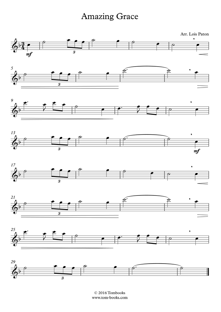 Amazing Grace (Alto Saxophone) (Traditional) - Saxophone Sheet Music.
