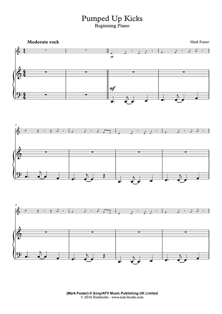 Pumped up Kicks (Easy level) (Foster The People) - Piano Sheet Music