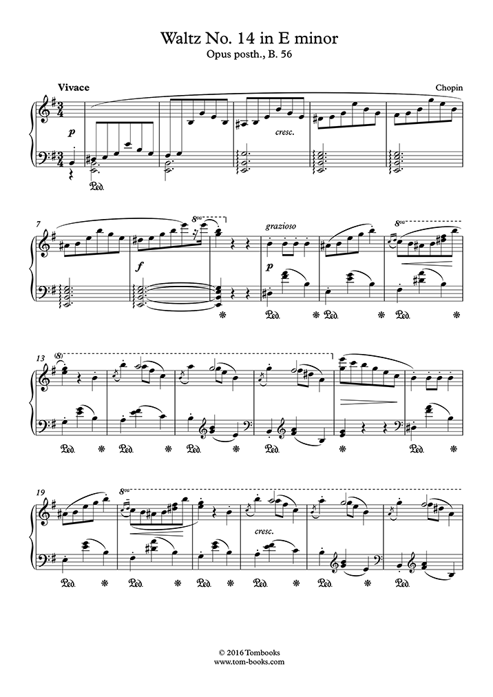 Piano Sheet Music Waltz No 14 In E Minor Opus Posth B 56 Chopin 17 in e flat major, op. piano sheet music waltz no 14 in e minor opus posth b 56 chopin