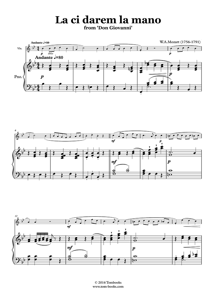 お手をどうぞ」（歌劇「ドン・ジョバンニ」より） (伴奏部) (モーツァルト) - ピアノ 楽譜
