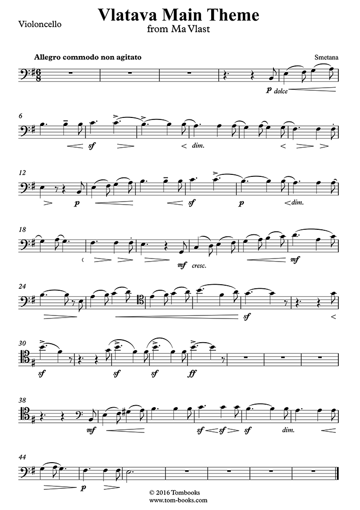 Cello Sheet Music Má vlast - The Moldau (Vltava) (Smetana)