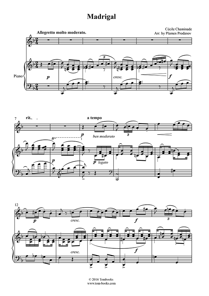 Free sheet music - madrigal PIANO - Download PDF, MP3 & MIDI