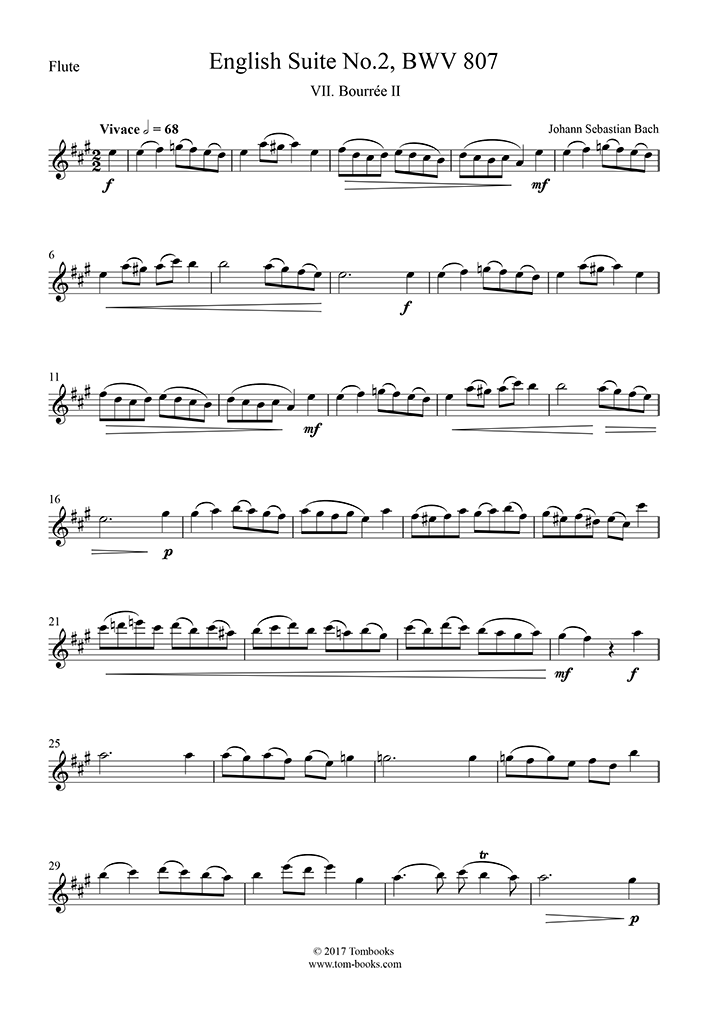 Free sheet music Bach, Johann Sebastian Partita for Flute solo, BWV