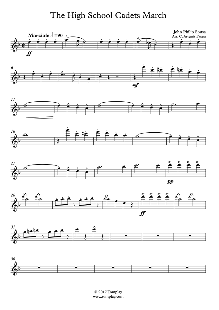 Flute Sheet Music The High School Cadets (Sousa)