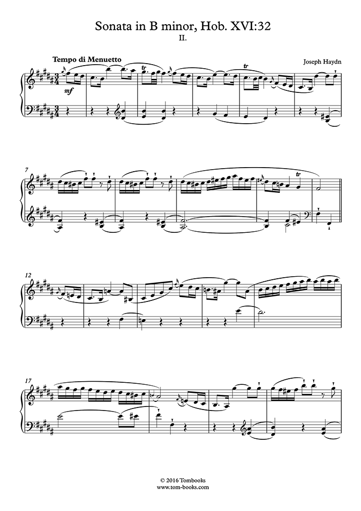 Free Sheet Music : Haydn, Joseph - Hob.XVI No.32 - Piano Sonata No.32 ...