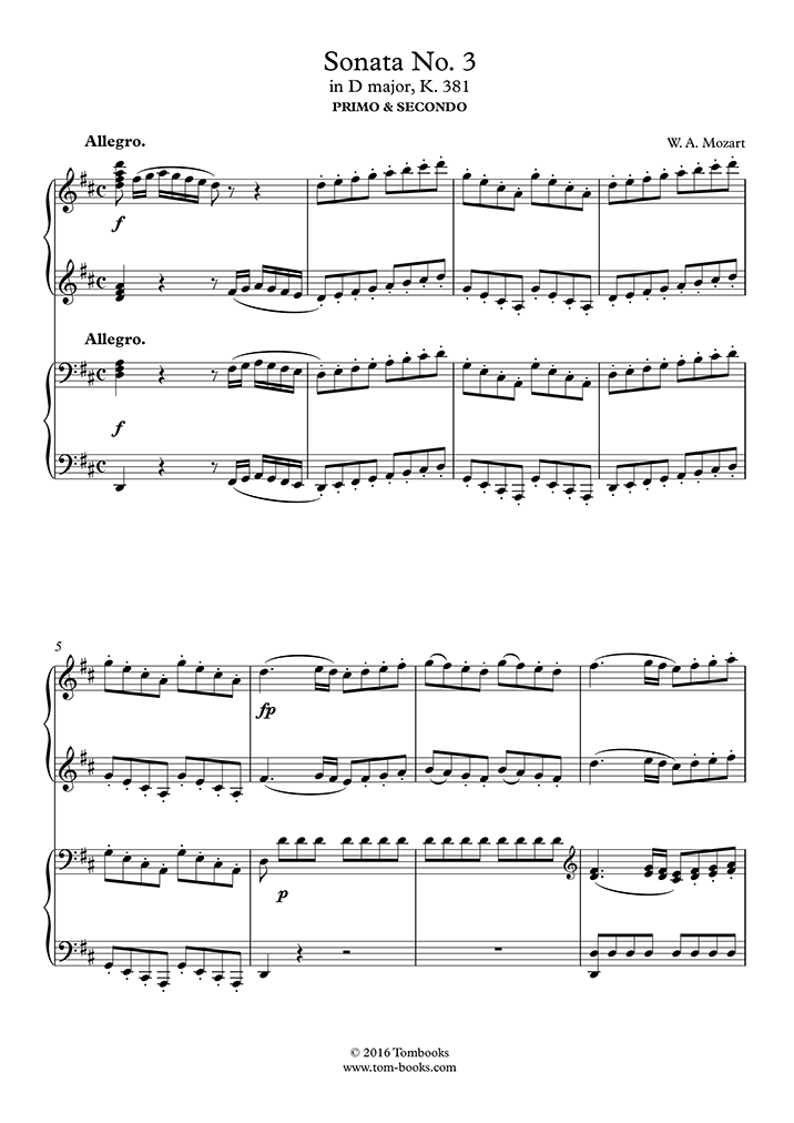 Free Sheet Music Mozart Wolfgang Amadeus K 381 123a Sonata For