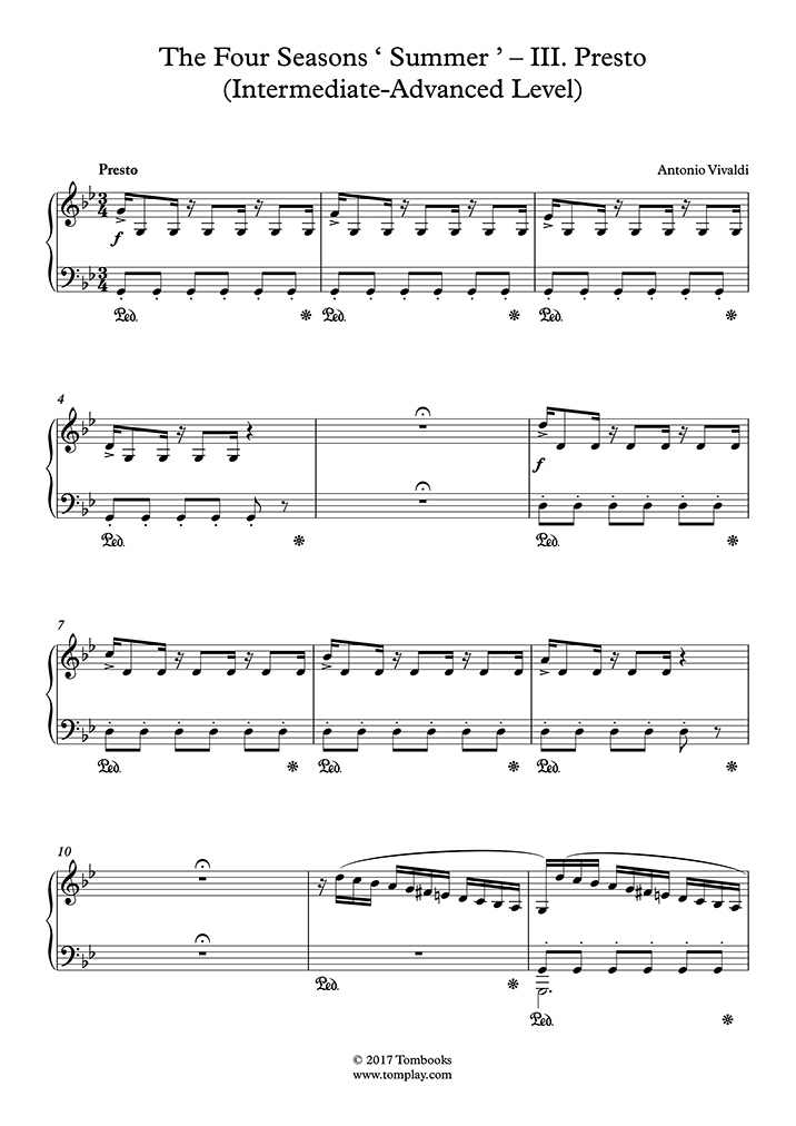 Les Quatre Saisons 'L'Été' III. Presto (niveau intermédiaire