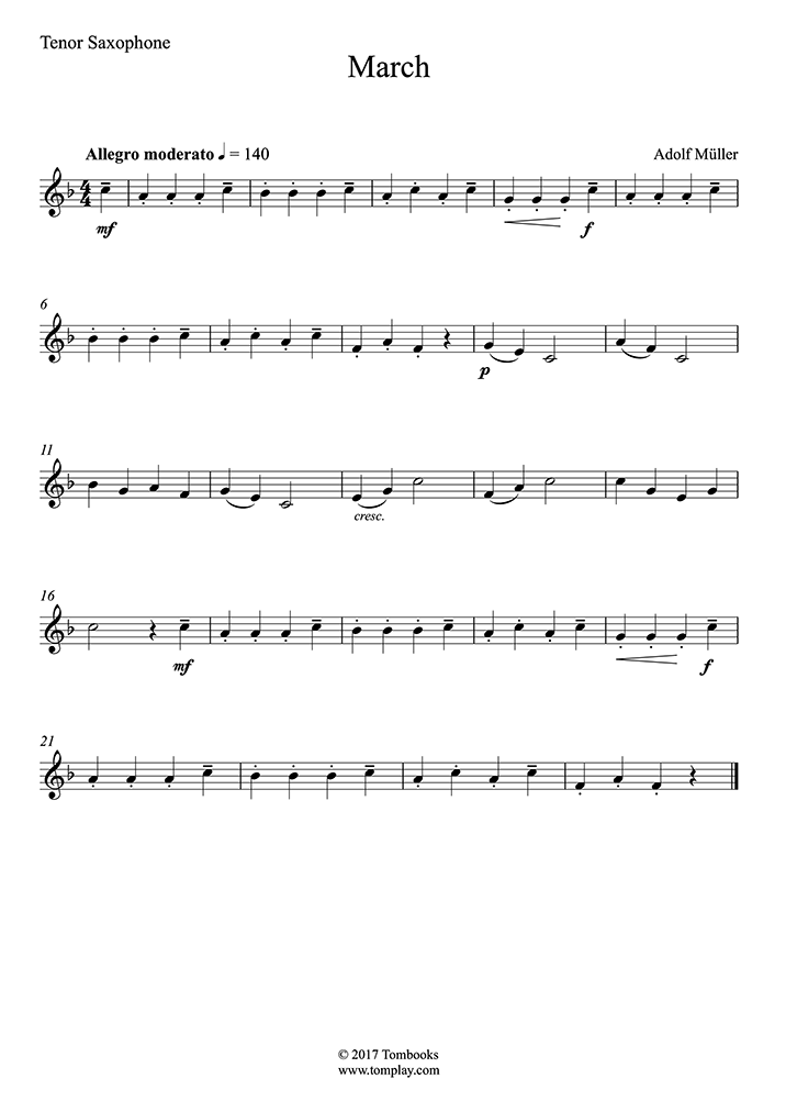 March (Tenor Saxophone) (Müller) Saxophone Sheet Music