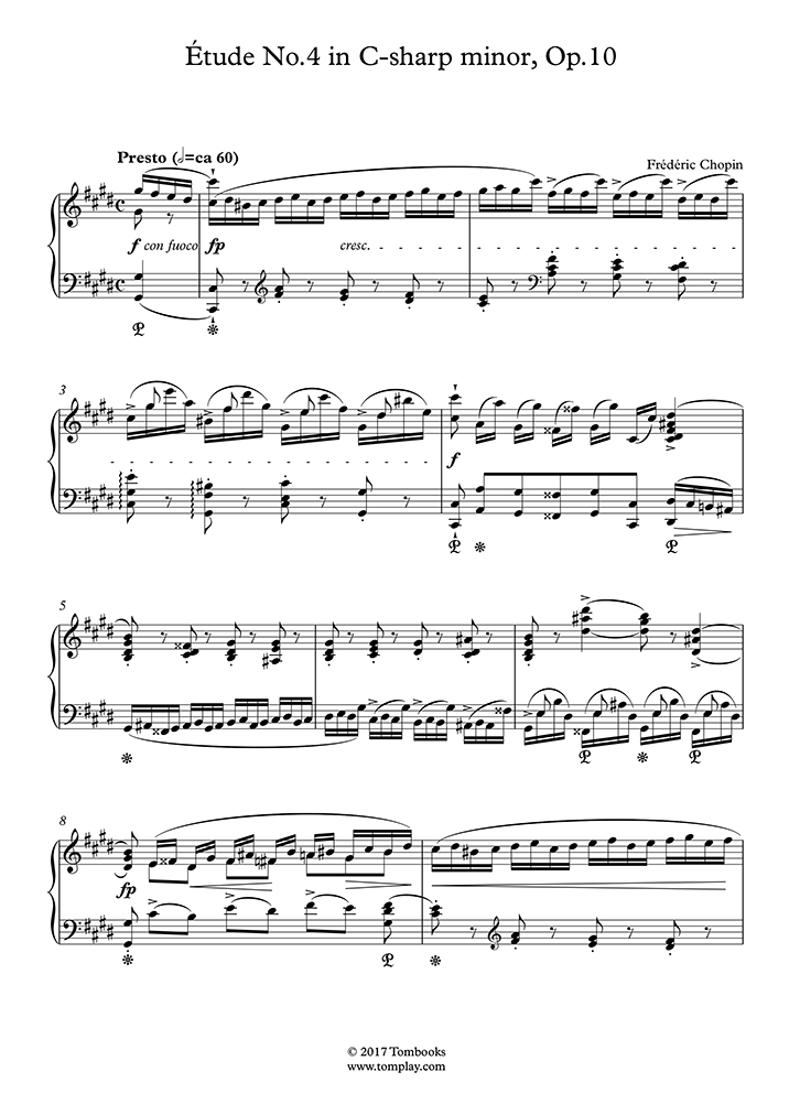 Free sheet music : Chopin, Frédéric - Op.10 n° 4 - Etude No.4 in C# ...