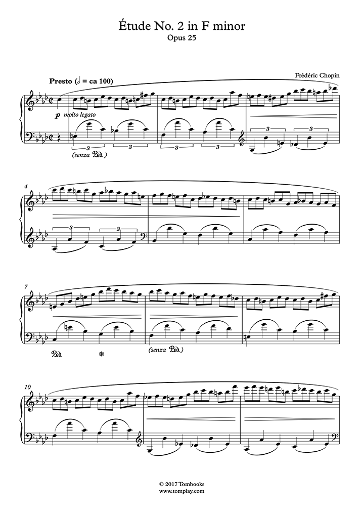 Free sheet music : Chopin, Frédéric - Opus 25 No. 2 - Presto, in F