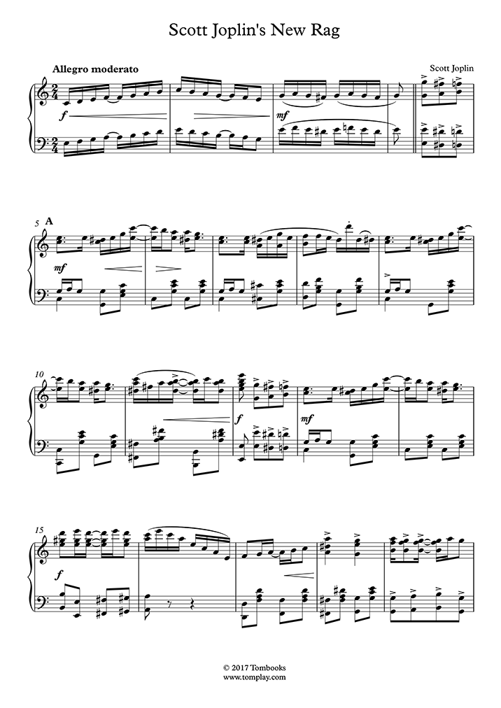 Free sheet music : Joplin, Scott - Scott Joplin's New Rag (Piano solo)