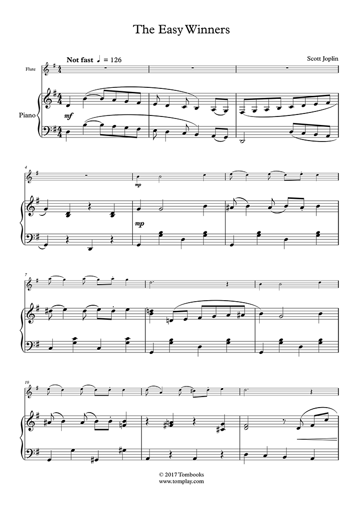 Free sheet music : Joplin, Scott - The Easy Winners (Piano solo)