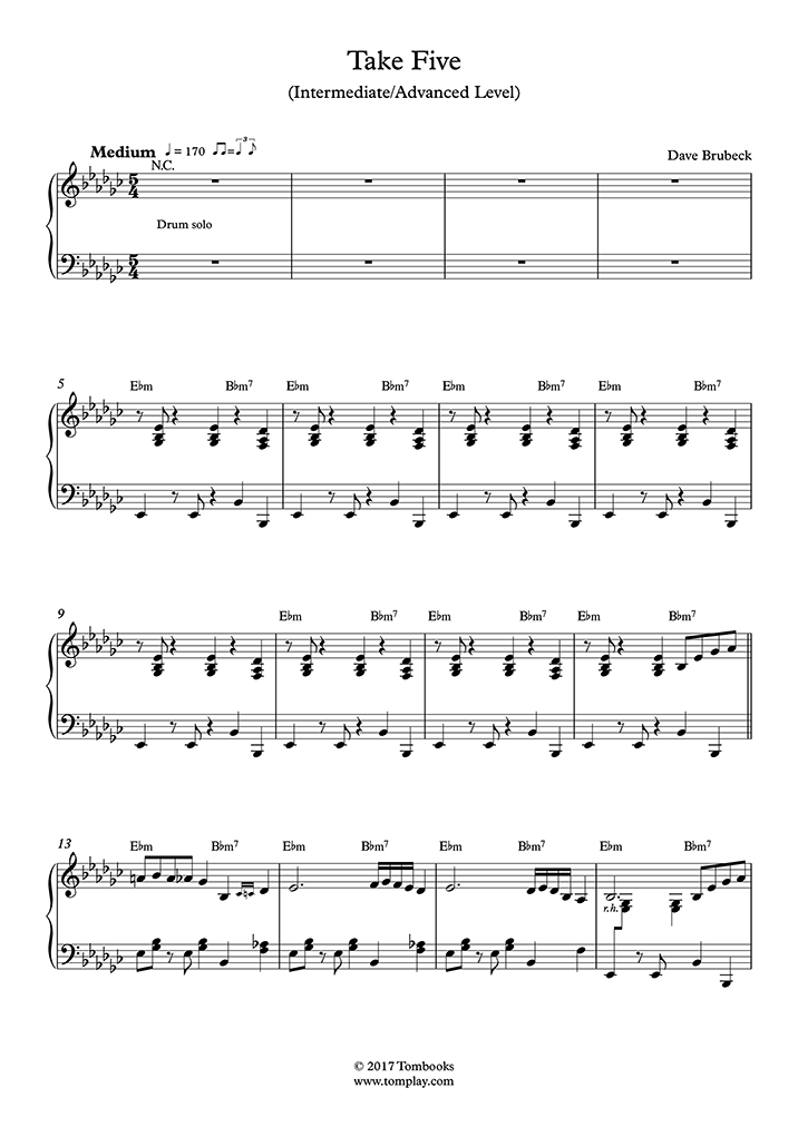 take five piano sheet music