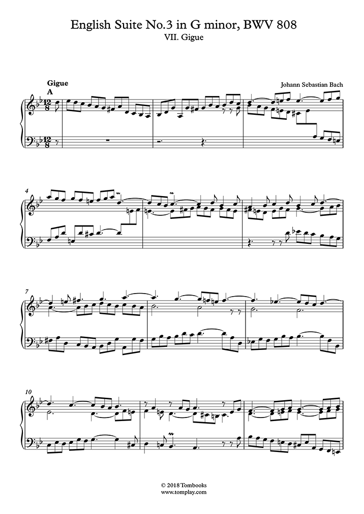 Free sheet music : Bach, Johann Sebastian - BWV 808 - English Suite No ...