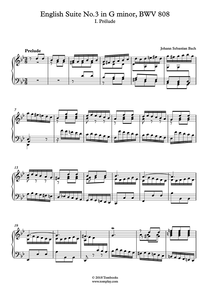 Free sheet music : Bach, Johann Sebastian - BWV 808 - English Suite No ...