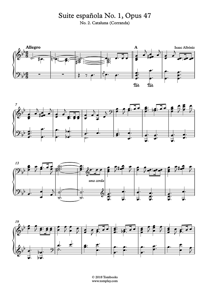 Free sheet music for Piano solo - Isaac Albéniz - Download PDF, MP3 & MIDI