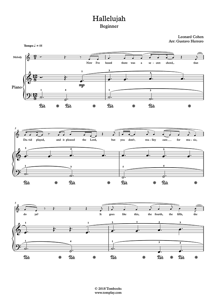 Hallelujah Piano With Orchestra (Beginner Level) Sheet Music I Cohen