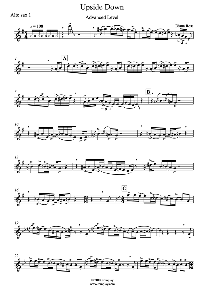 down in new orleans alto sax sheet music