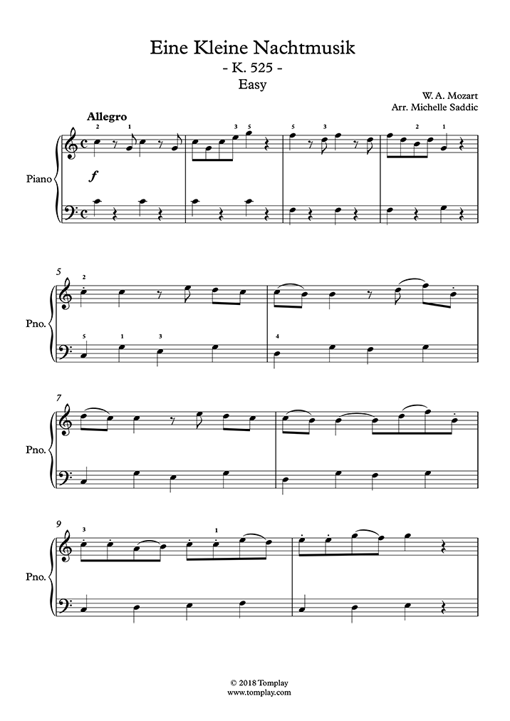 Eine kleine Nachtmusik, K. 525 - I. Allegro (Easy Level) (Mozart) - Piano S...