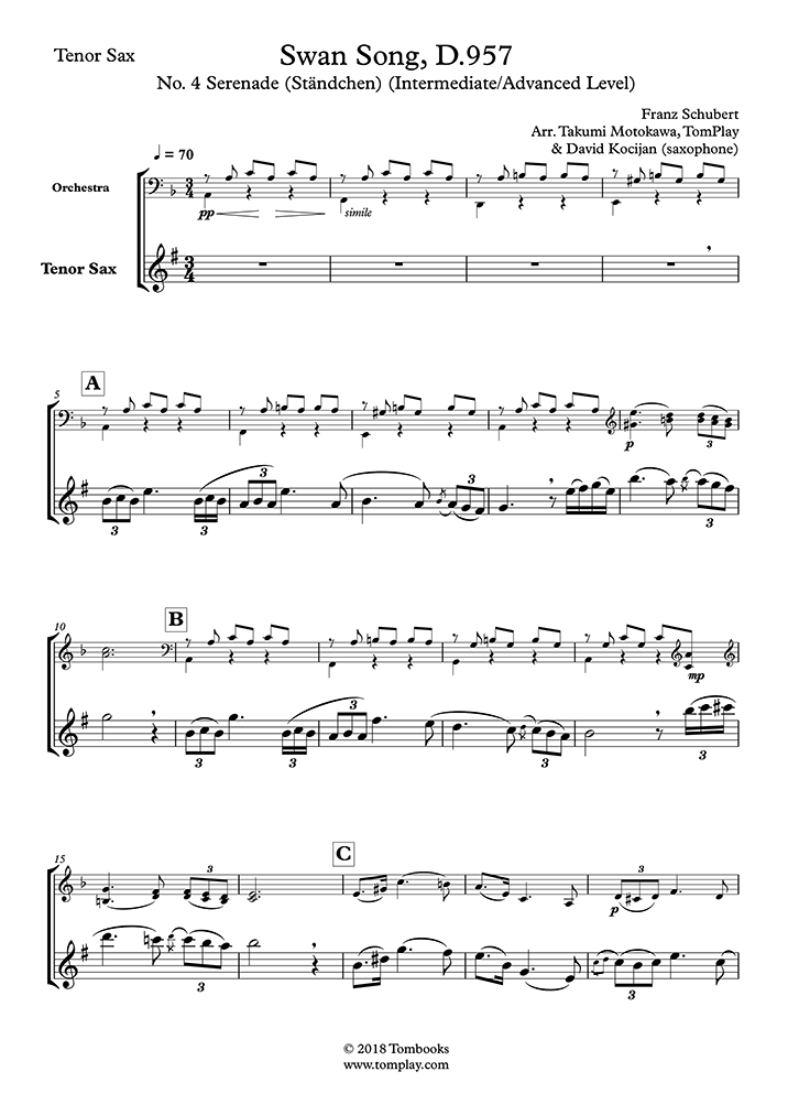 Swan Song, D.957 – No. 4 Serenade (Ständchen) (Intermediate/Advanced ...