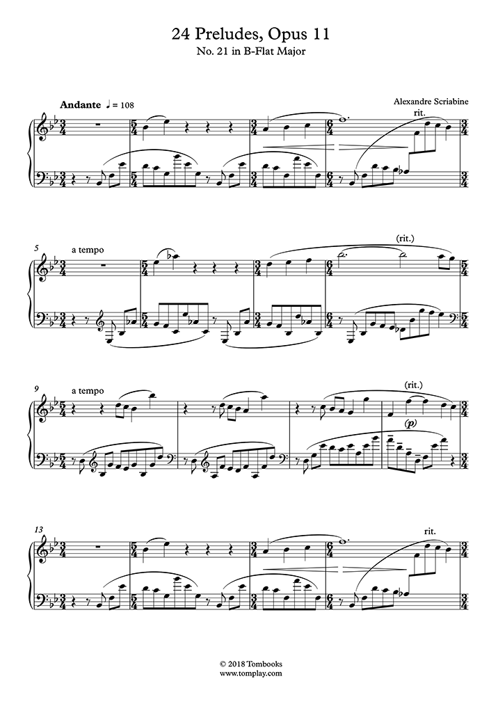 Free Sheet Music : Scriabin, Alexander - Op.11 - 24 Preludes (Piano Solo)