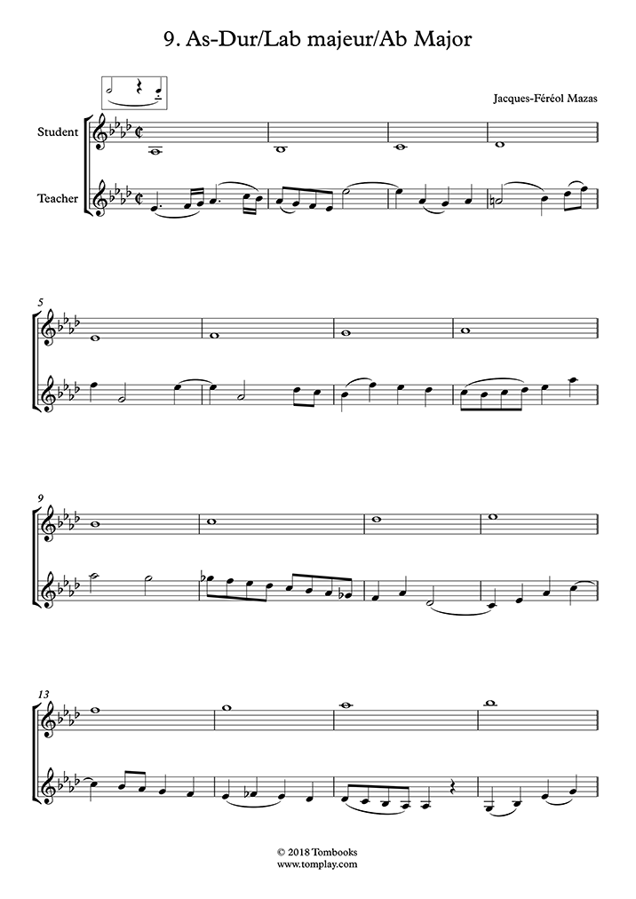 Tomplay Scales, Vol. 2 – No. 9 A-flat major (Mazas) - Violin Sheet Music