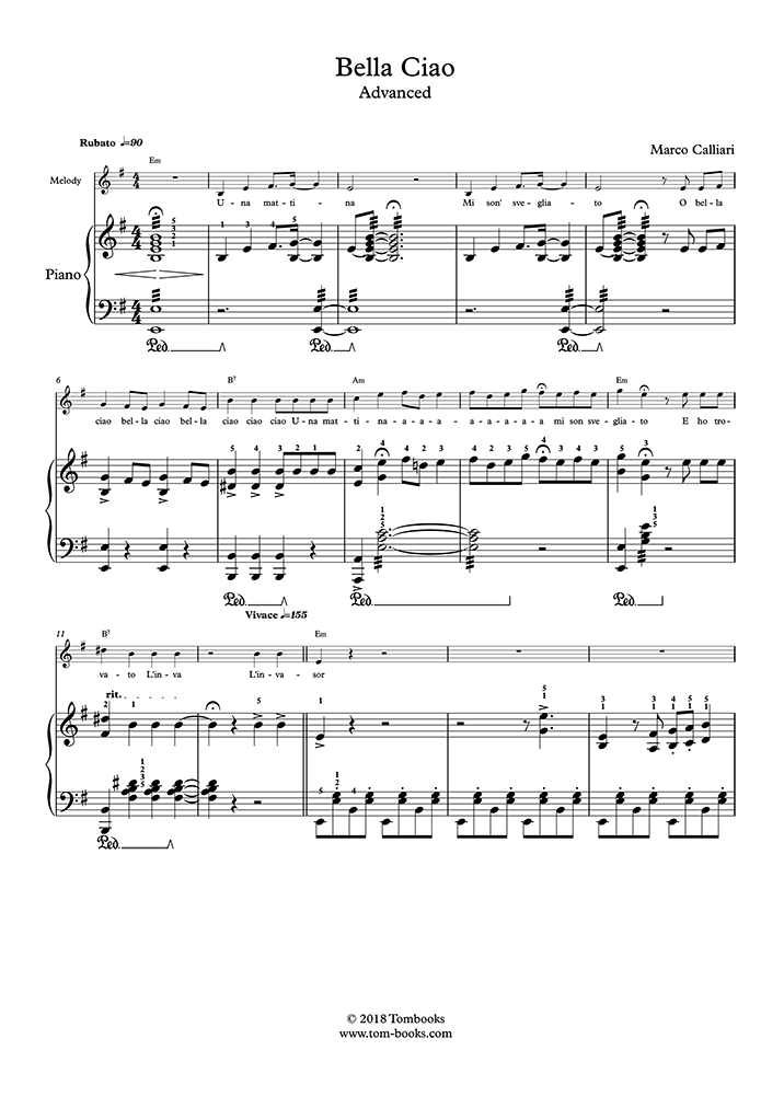 Principiante Sacrificio Helecho Free sheet music : Traditional - Bella Ciao (Piano solo)