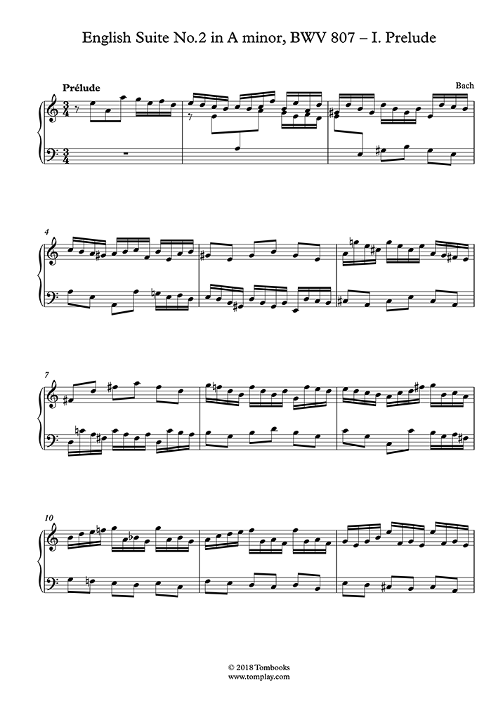 Free sheet music : Bach, Johann Sebastian - BWV 807 - English Suite No ...