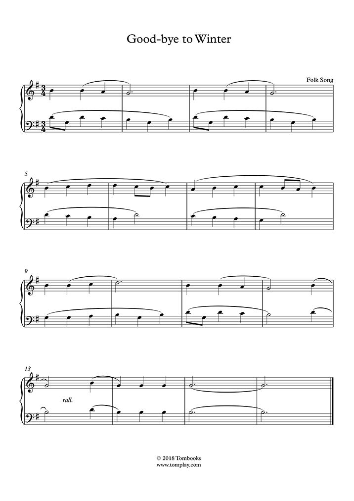 Download Piano Sheet Music Good Bye To Winter Traditional