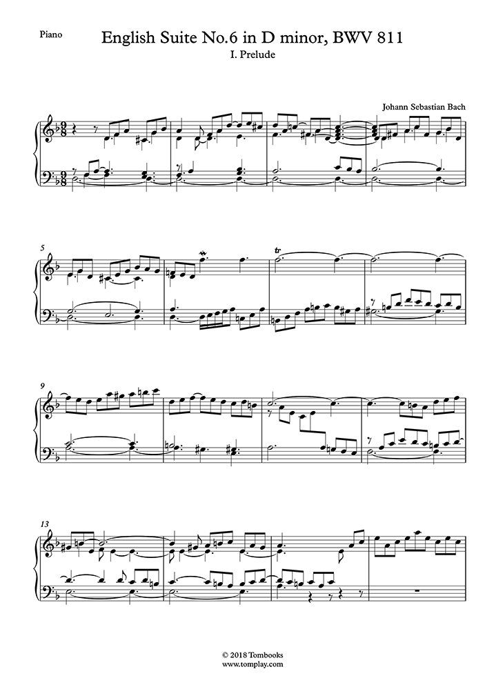 Free sheet music : Bach, Johann Sebastian - BWV 811 - English Suite No ...