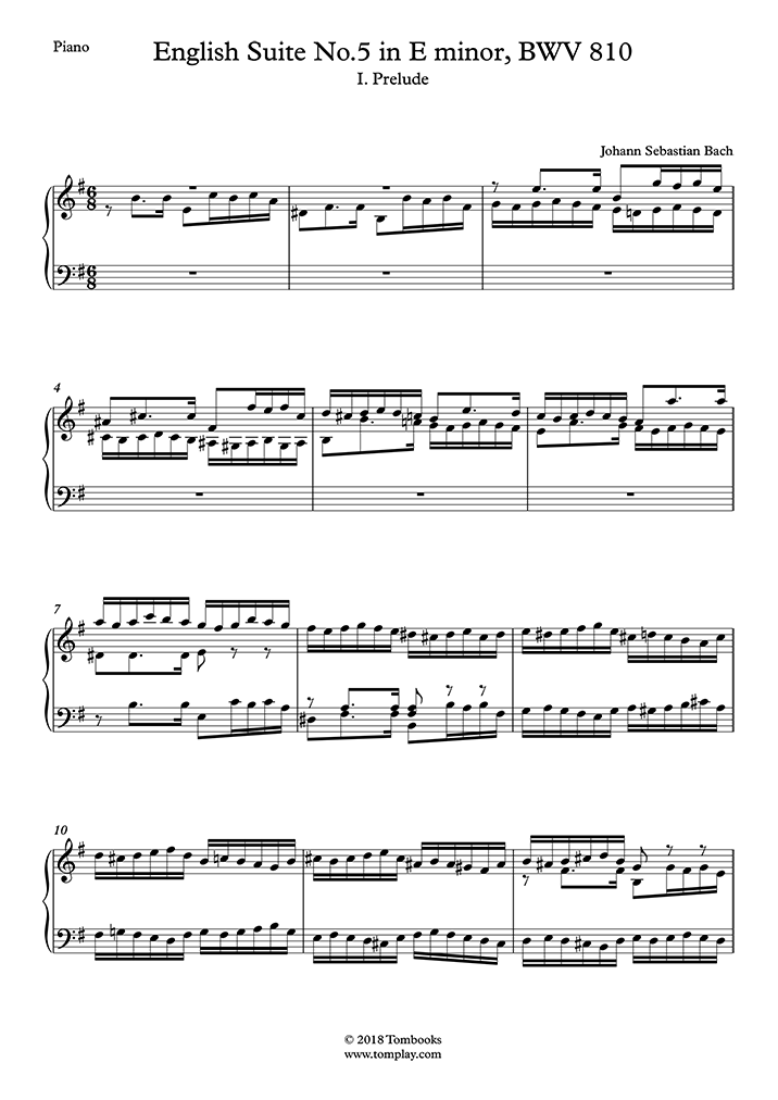 Suite anglaise n° 5 en mi mineur, BWV 810 I. Prelude (Bach