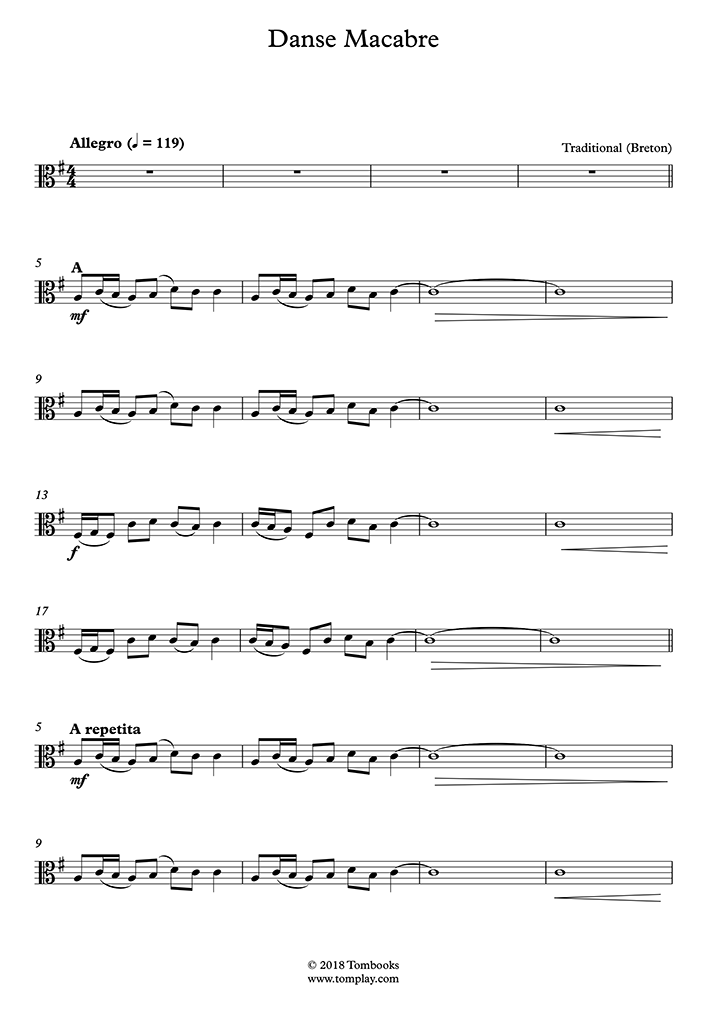 danse macabre brass quintet sheet music