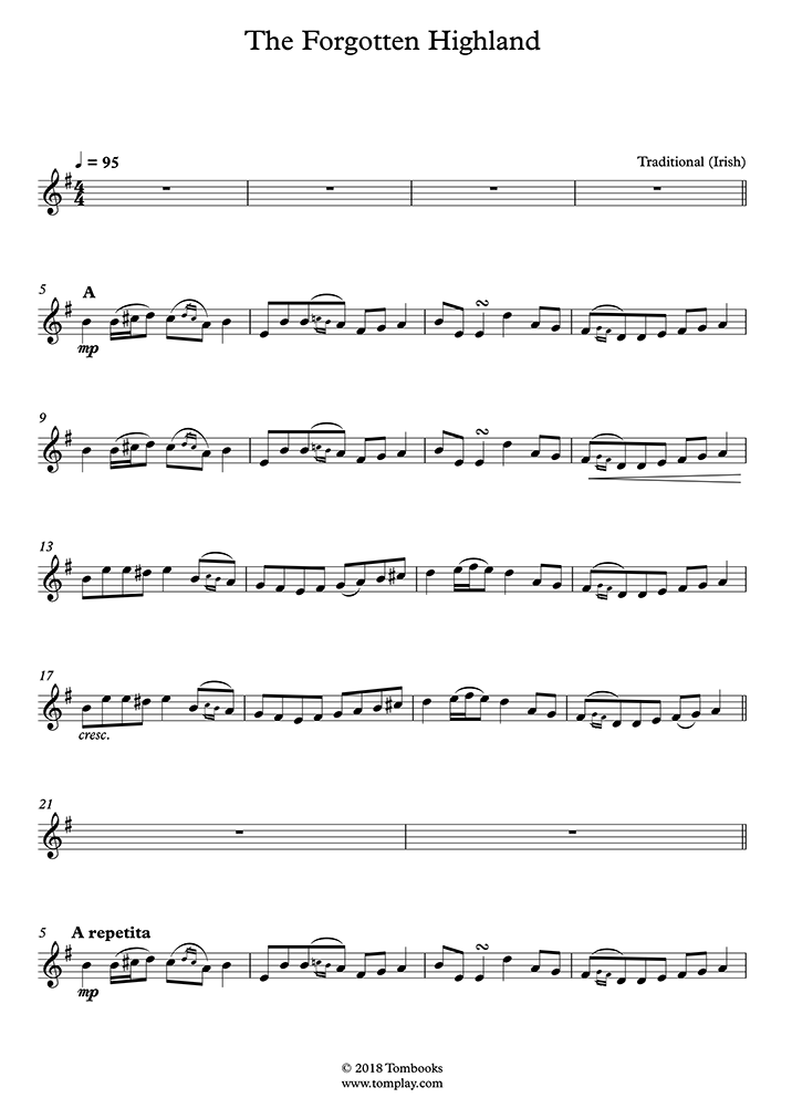 The Forgotten Highland (Celtic) (Traditional) - Violin Sheet Music