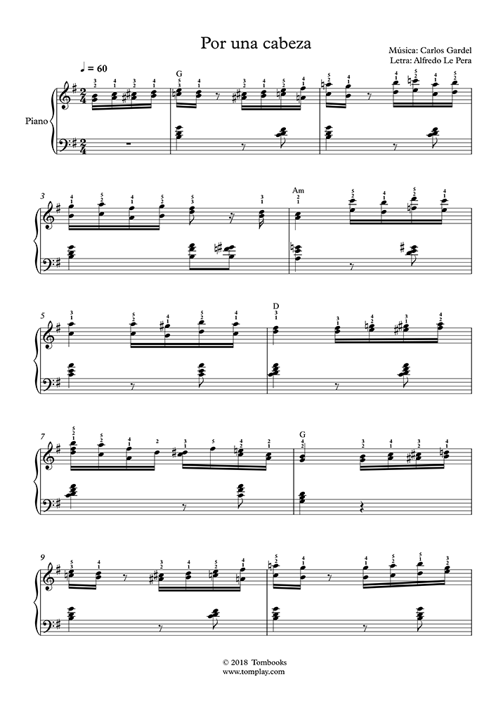 Por una Cabeza (Intermediate/Advanced Level, with Orchestra) (Gardel