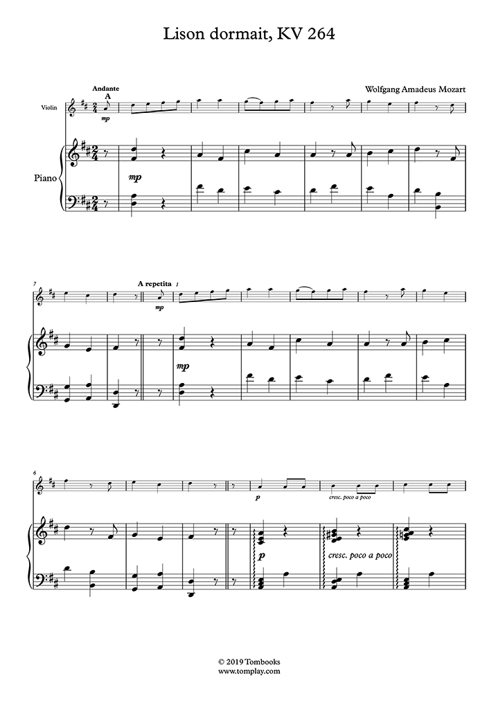 Free sheet music : Mozart, Wolfgang Amadeus - KV 264 ; K6.315d - 9 ...