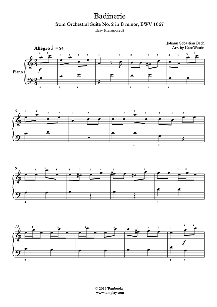 Free Sheet Music : Bach, Johann Sebastian - BWV 1067 - Badinerie BWV ...