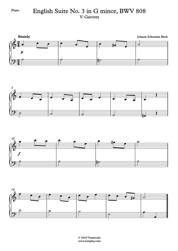 Free sheet music : Bach, Johann Sebastian - BWV 808 - English Suite No ...