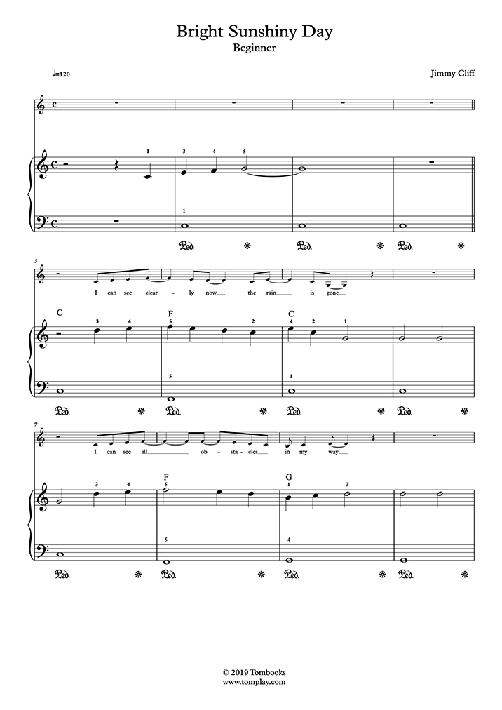I Can See Clearly Now (Beginner Level, Solo Piano) (Jimmy Cliff