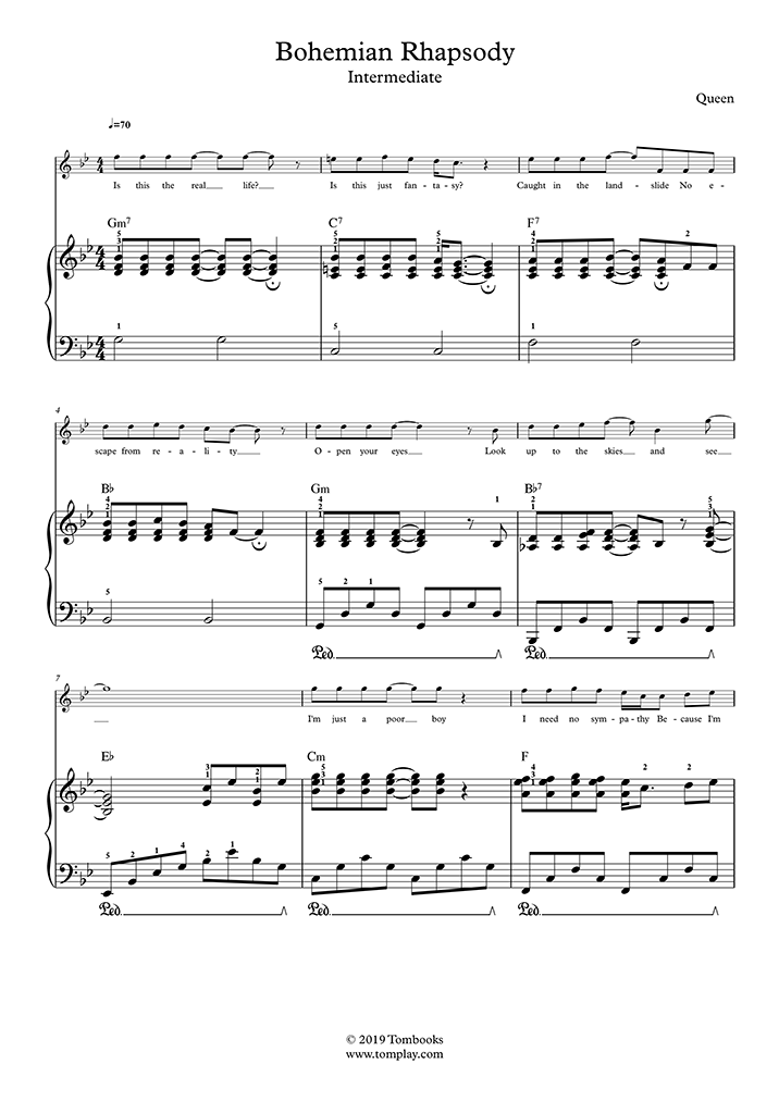 ボヘミアン ラプソディ ピアノ 楽譜
