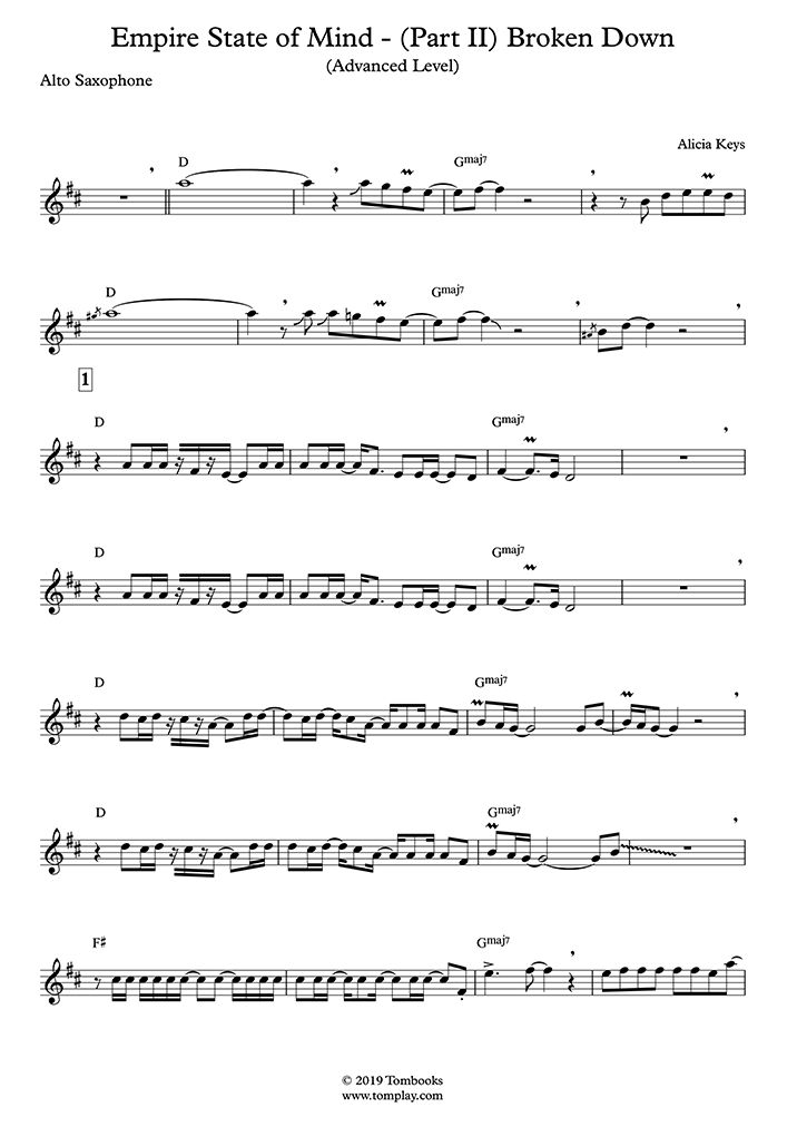 Alicia Keys Fallin' Sheet Music (Alto Saxophone Solo) in B Minor -  Download & Print - SKU: MN0105919