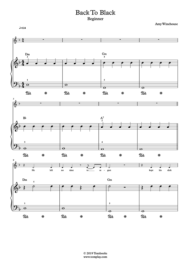 Back To Black by Amy Winehouse - String Quartet - Digital Sheet
