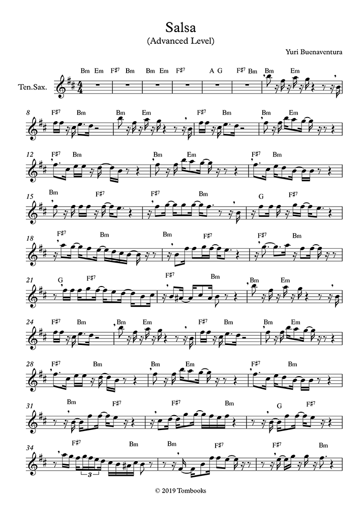 arco vértice Tiranía Salsa (Advanced Level, Tenor Sax) (Yuri Buenaventura) - Partitura Saxofón
