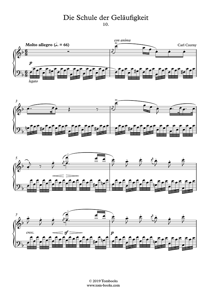 ピアノ 楽譜 ツェルニー 40番 練習曲 第10番 左手分散和音の練習 ツェルニー