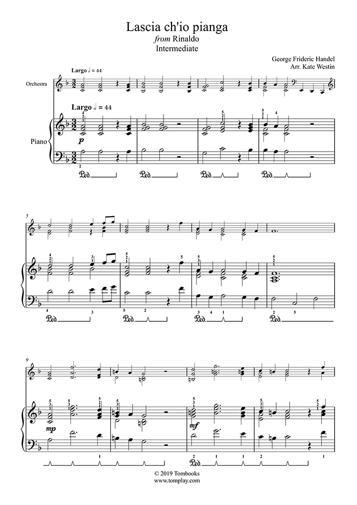 Rinaldo Lascia ch'io pianga (Intermediate Level, with Orchestra) (Händel) Spartito per Rinaldo Lascia ch'io pianga (Intermediate Level, with Orchestra) (Händel) Spartito per