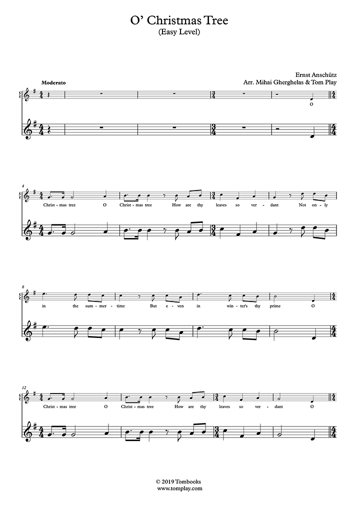 Partition Violon4 Mon beau sapin (niveau facile, avec orchestre) (Anschutz) - Partition