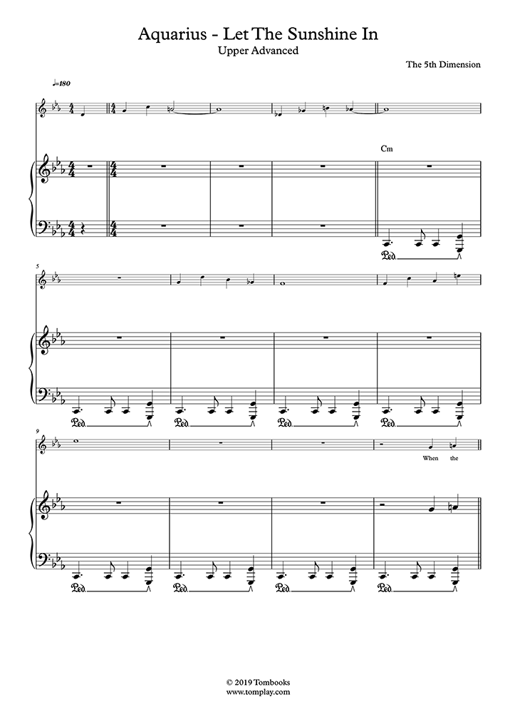 輝く星座/レット・ザ・サンシャイン・イン（超上級、オーケストラ）                                                                                                    フィフス・ディメンション                                                                —                                ピアノ の楽譜